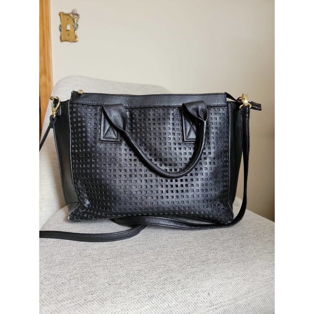 Olivia + Joy Black Shoulder Tote Bag PU